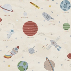 Space Adventure Beige Wallpaper