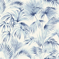 Manaus Blue Palm Frond Wallpaper