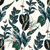 Spirit Indigo Tropical Foliage Wallpaper