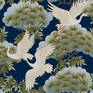 Sprig & Heron Coral Wallpaper