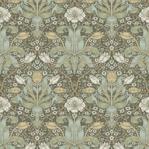 Spring Thicket Dove Tulip Damask Wallpaper