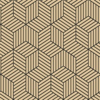 Stripped Hexagon Gold/Black Peel & Stick Wallpaper