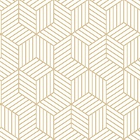 Stripped Hexagon White/Gold Peel & Stick Wallpaper