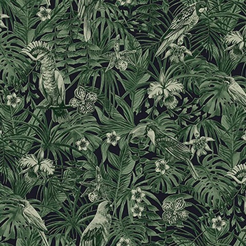 Susila Green Tropical Wallpaper