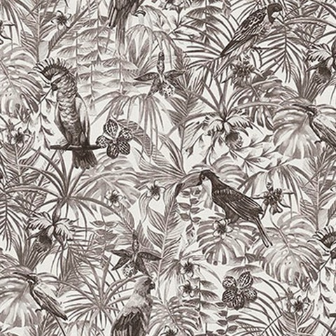 Susila Grey Tropical Wallpaper