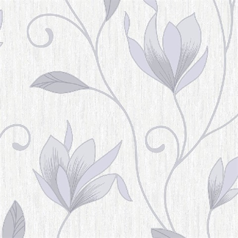 Grey Floral Trails Wallpaper