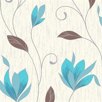 Synergy Teal Floral Trails Wallpaper