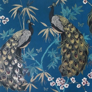 Takara Teal Opulent Peacock Wallpaper