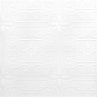 Talavera White Flower Tile Paintable Wallpaper