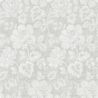 Tansy Light Grey Floral Scroll Wallpaper
