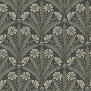 Tap Root Dark Blue Floral Damask Wallpaper