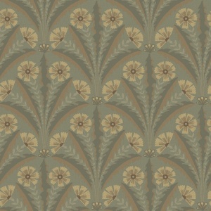 Tap Root Dark Blue Floral Damask Wallpaper