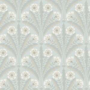 Tap Root Dark Blue Floral Damask Wallpaper