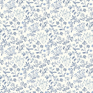 Tarragon Blue Dainty Meadow Wallpaper
