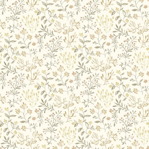 Tarragon Blue Dainty Meadow Wallpaper