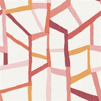 Tate Pink Geometric Linen Wallpaper