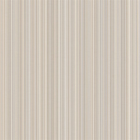Taupe and Silver Stria Stripe Wallpaper