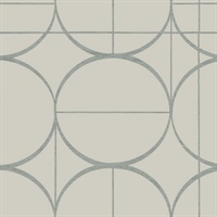 Taupe & Silver Sun Circles Wallpaper