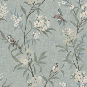 Tea Olive Beige Finch Frolic Wallpaper