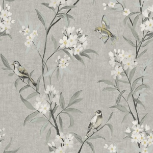 Tea Olive Beige Finch Frolic Wallpaper