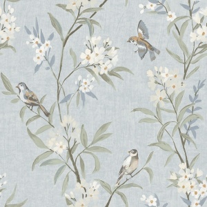 Tea Olive Beige Finch Frolic Wallpaper