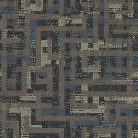 Tebessa Dark Brown Geometric Wallpaper