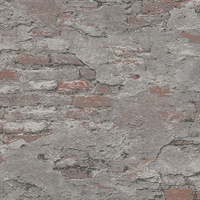 Templier Grey Distressed Brick Wallpaper