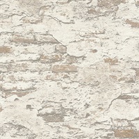 Templier Off-White Distressed Brick Wallpaper