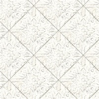 Brandi White Tin Tile Wallpaper