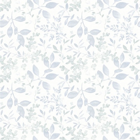 Tinker Light Blue Woodland Botanical Wallpaper