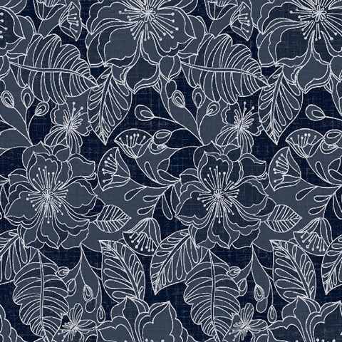 Toulouse Navy Floral Wallpaper
