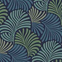 Trousdale Navy Fanning Flora Wallpaper by Scott Living