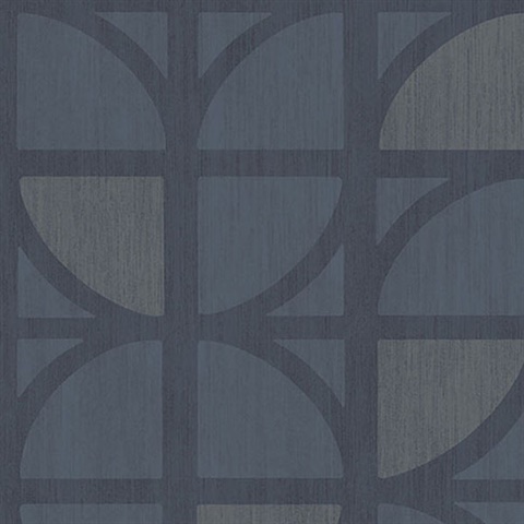 Tulip Dark Blue Geometric Trellis Wallpaper