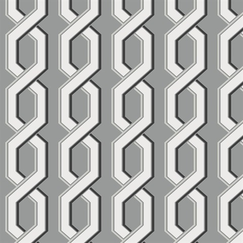 Twist Black Geometric Wallpaper