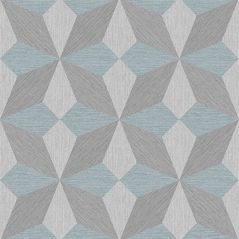 Valiant Aqua Faux Grasscloth Geometric Wallpaper