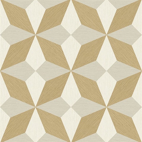 Valiant Gold Faux Grasscloth Mosaic Wallpaper
