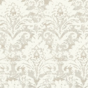 Velvet Crush Damask Taupe & Gold Wallpaper
