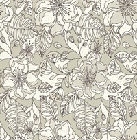 Vera Taupe Flowers Wallpaper