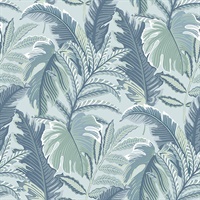 Verdant Blue Botanical Wallpaper