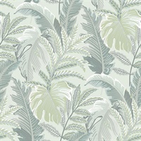 Verdant Grey Botanical Wallpaper