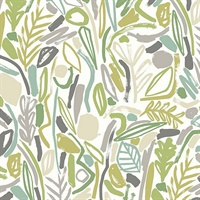 Verdure Lime Painted Botanical Wallpaper