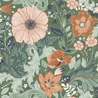 Victoria Green Floral Nouveau Wallpaper