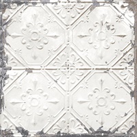 Vintage Tin Tile Off-White Metallic Peel & Stick Wallpaper