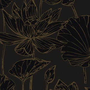 Viola Floral Espresso & Metallic Bronze Wallpaper
