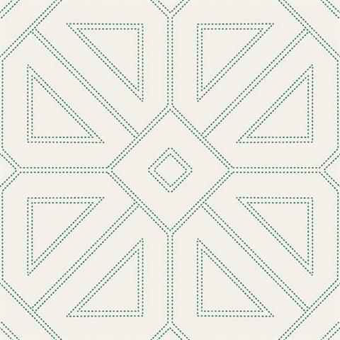 Voltaire Green Beaded Geometric Wallpaper