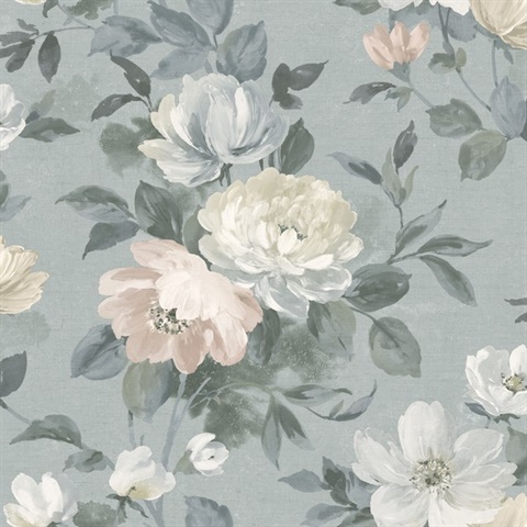 Peony Grey Floral Wallpaper