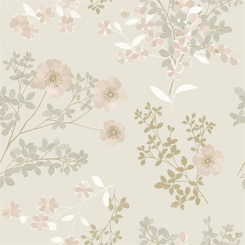 Prairie Rose Blush Floral Wallpaper