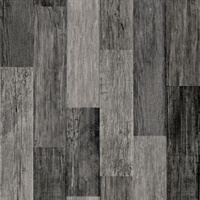 Weathered Wood Plank Black Peel & Stick Wallpaper
