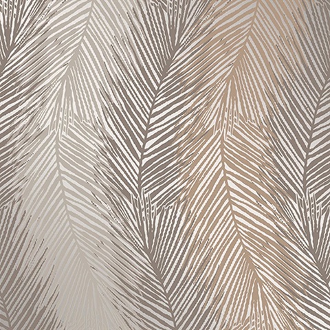 Wheaton Bronze Leaf Wave Wallpaper