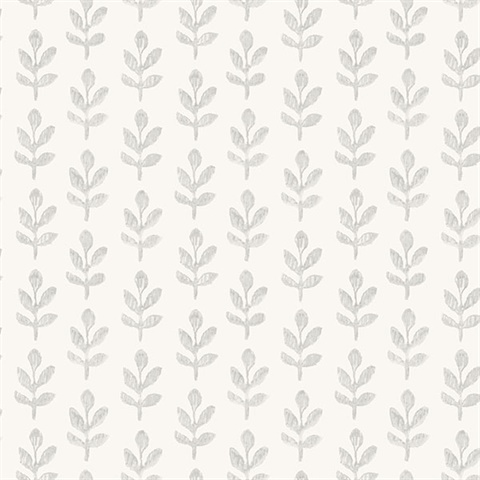 Whiskers Light Grey Leaf Wallpaper